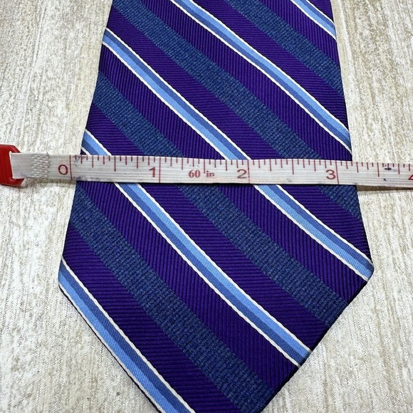 Brooks Brothers 346‎ Repp Neck Tie 100% Silk Purple Blue Striped Made In USA - Picture 7 of 8